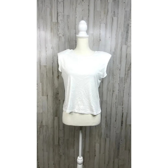 By Anthropologie Women's Small White Keyhole Back Structured Sleeveless Top - Picture 2 of 6